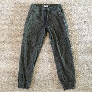 TNA army green leopard print joggers